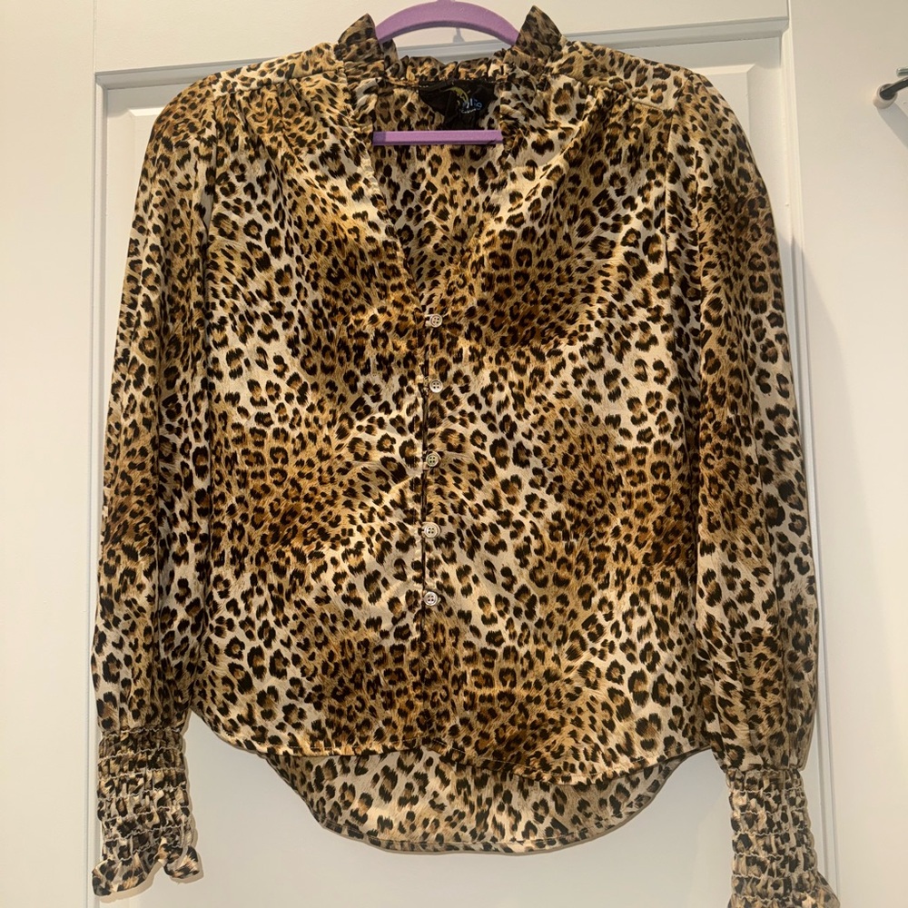 Leopard Print Button-Up Blouse